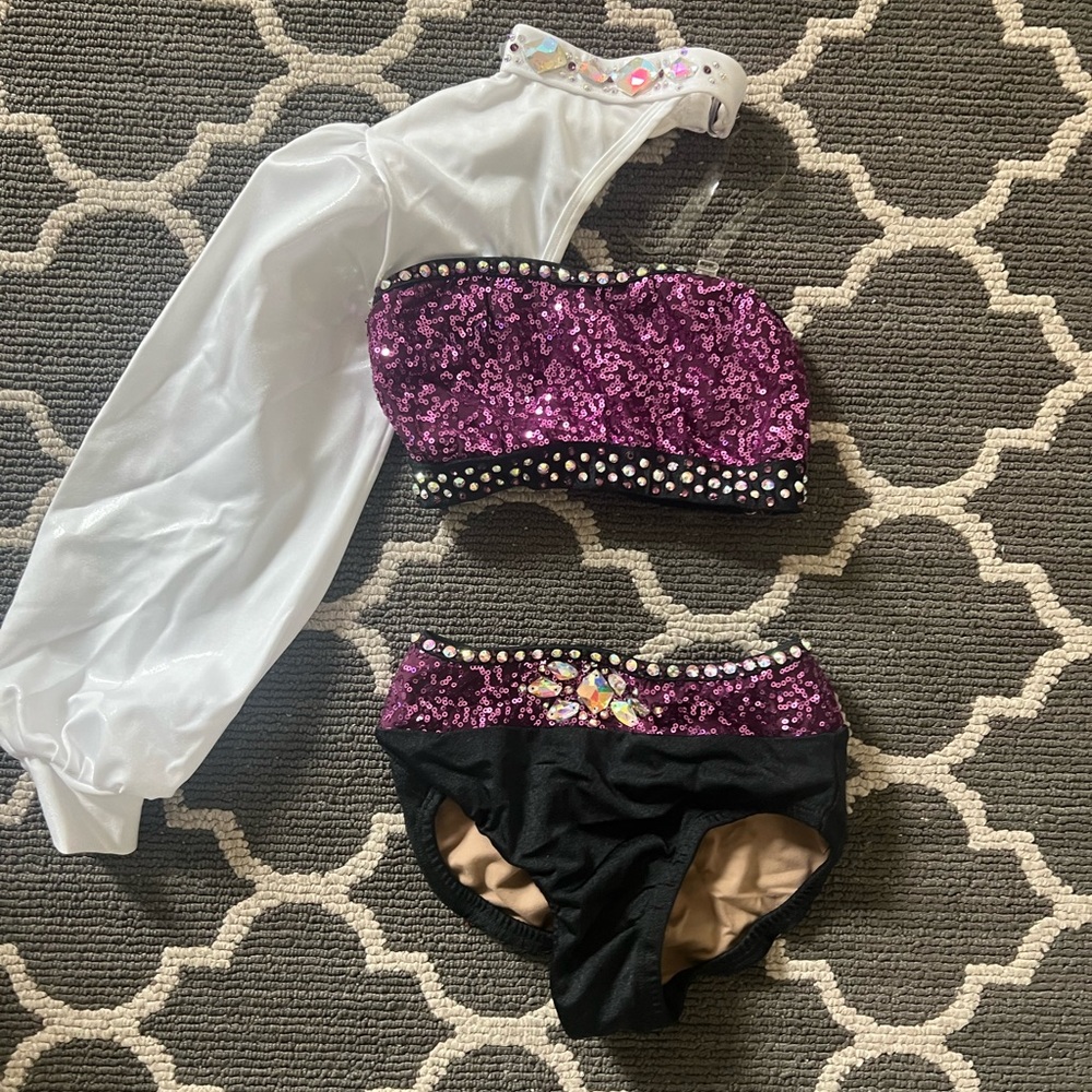 Black and white purple sequins 2 piece